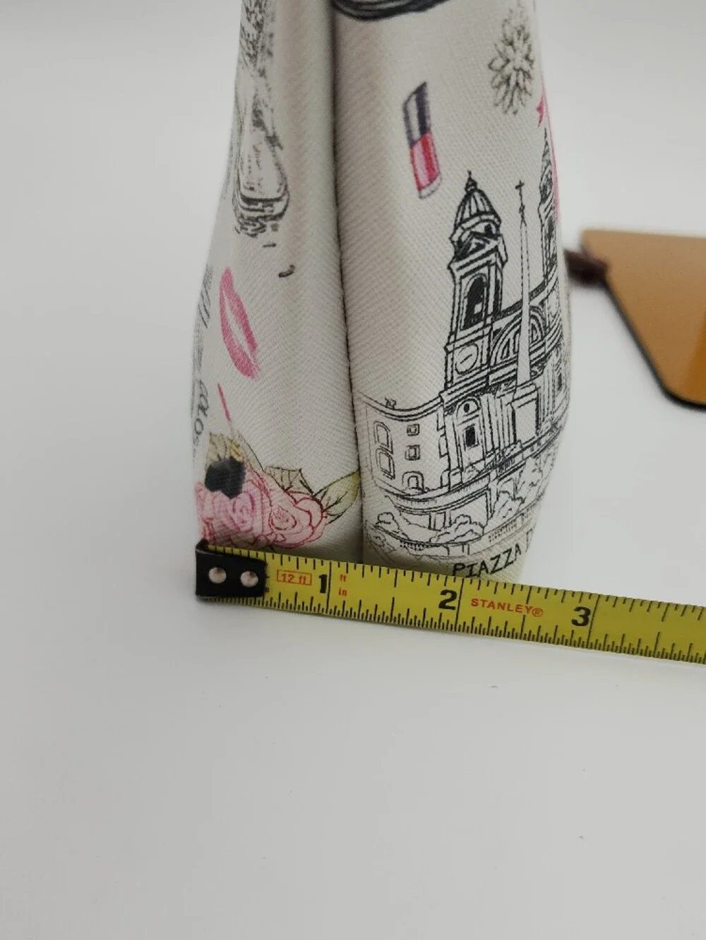 Roma Illustrated White & Pink Wristlet Pouch
